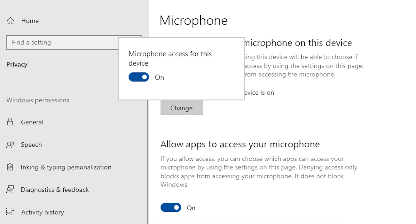 Enable Microphone Access on Your pc